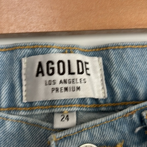 AGOLDE Jamie High Rise Classic Jeans Distressed Ever More Size 24 Light Wash - Picture 5 of 14